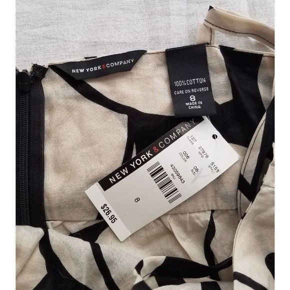 New York and Company Women's Size 8 Spaghetti Strap Black and Beige Top - Picture 7 of 10